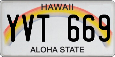 HI license plate YVT669