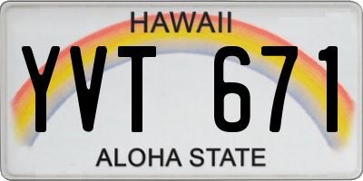 HI license plate YVT671