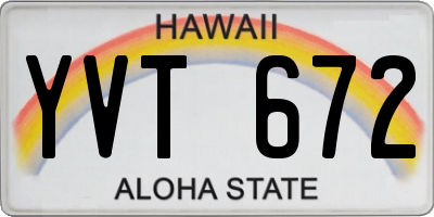 HI license plate YVT672