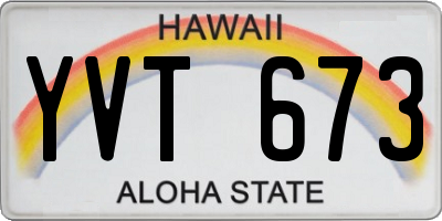 HI license plate YVT673