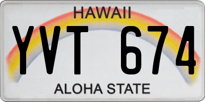 HI license plate YVT674