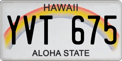 HI license plate YVT675