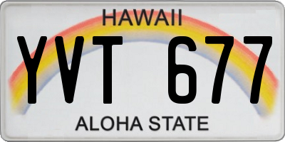 HI license plate YVT677