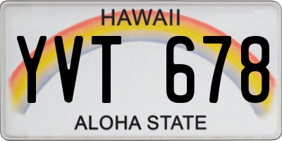 HI license plate YVT678