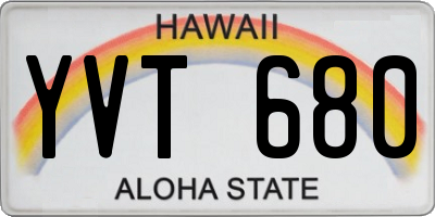 HI license plate YVT680