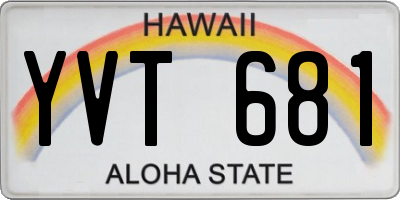 HI license plate YVT681