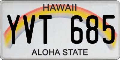 HI license plate YVT685