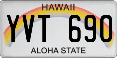 HI license plate YVT690