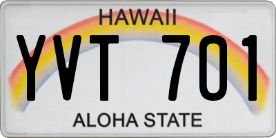 HI license plate YVT701