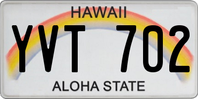 HI license plate YVT702