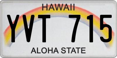 HI license plate YVT715