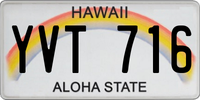 HI license plate YVT716