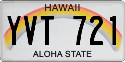 HI license plate YVT721