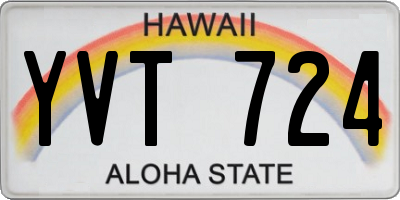 HI license plate YVT724