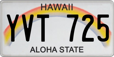 HI license plate YVT725