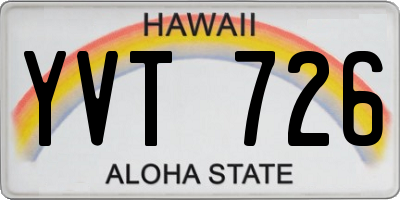 HI license plate YVT726