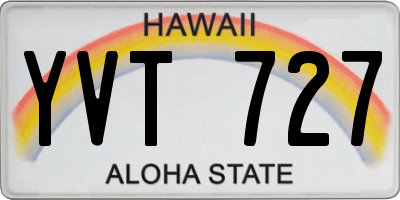 HI license plate YVT727