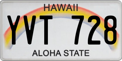 HI license plate YVT728