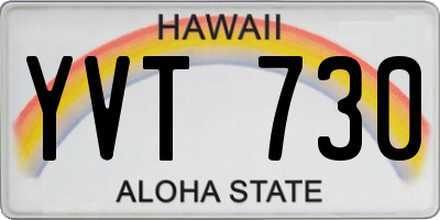 HI license plate YVT730