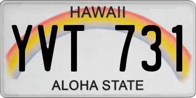 HI license plate YVT731