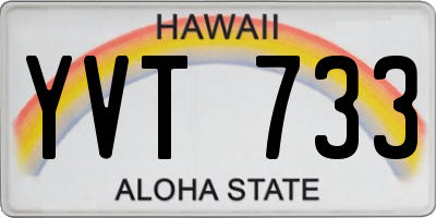 HI license plate YVT733