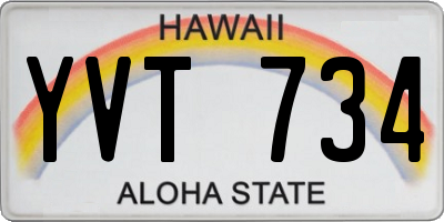 HI license plate YVT734