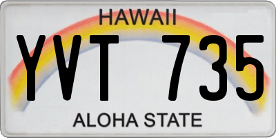 HI license plate YVT735