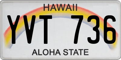 HI license plate YVT736