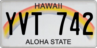 HI license plate YVT742