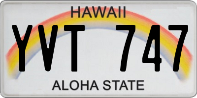 HI license plate YVT747