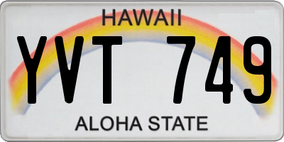 HI license plate YVT749