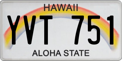 HI license plate YVT751