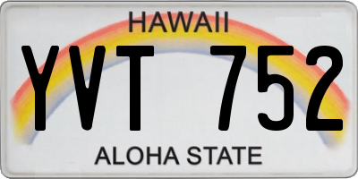 HI license plate YVT752