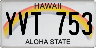 HI license plate YVT753