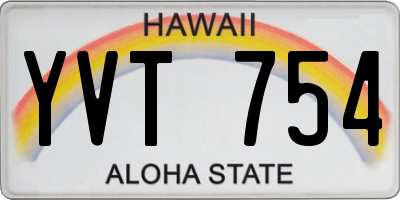 HI license plate YVT754