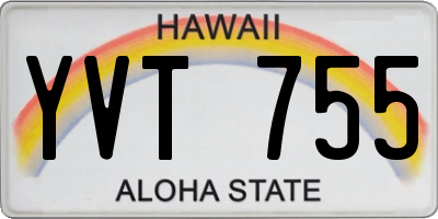 HI license plate YVT755