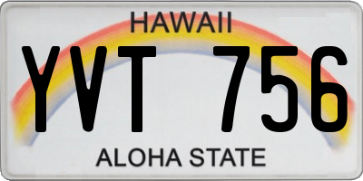 HI license plate YVT756