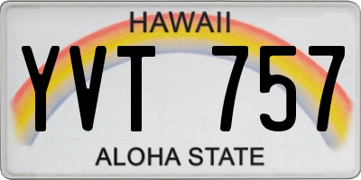 HI license plate YVT757