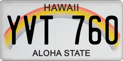 HI license plate YVT760
