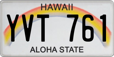 HI license plate YVT761
