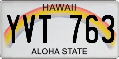 HI license plate YVT763