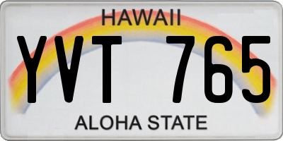 HI license plate YVT765