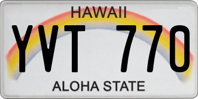 HI license plate YVT770