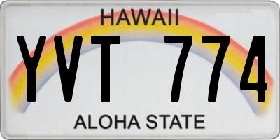 HI license plate YVT774