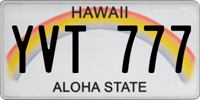 HI license plate YVT777