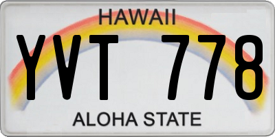 HI license plate YVT778