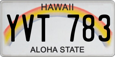 HI license plate YVT783