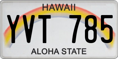 HI license plate YVT785