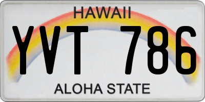 HI license plate YVT786