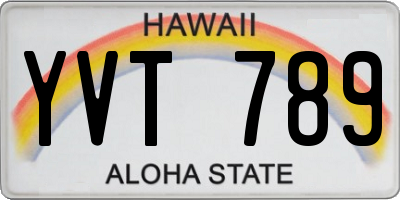 HI license plate YVT789